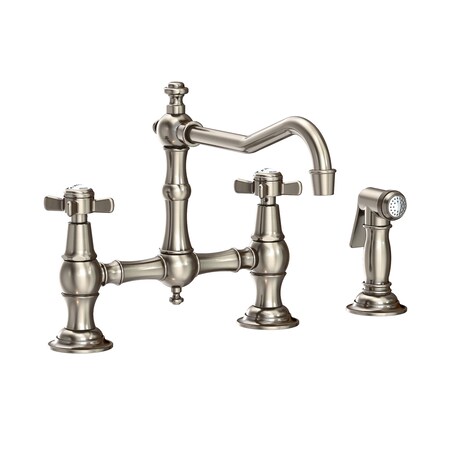 Newport Brass Kitchen Bridge Faucet With Side Spray in Antique Nickel 945-1-15A